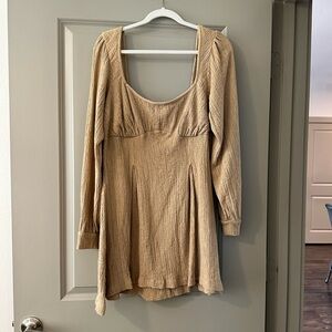 Free People Green/Brown Long Sleeve Dress- sz L worn once
